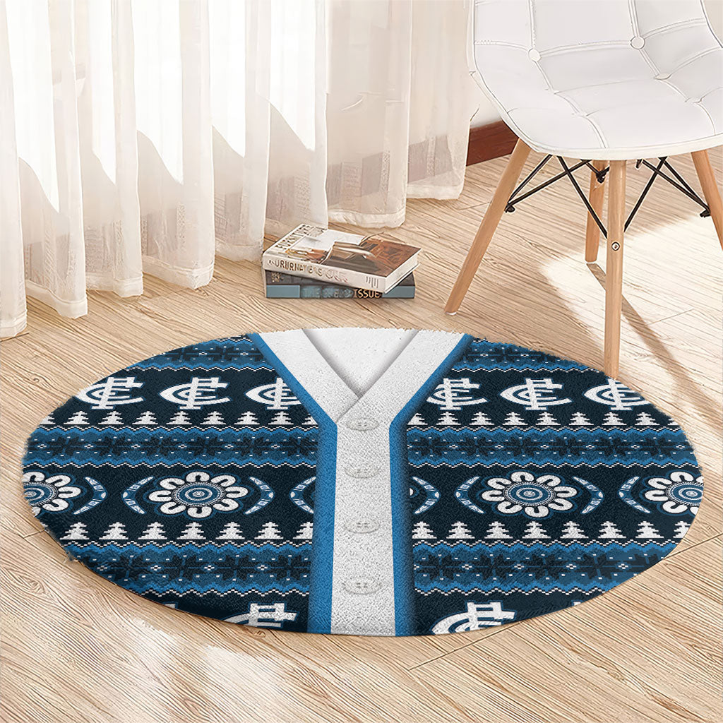 Blues Football Christmas Round Carpet Aboriginal Seamless Cardigan Inspired