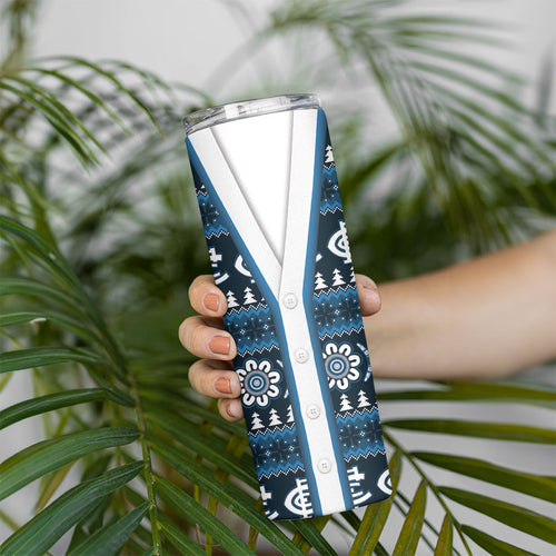 Blues Football Christmas Skinny Tumbler Aboriginal Seamless Cardigan Inspired