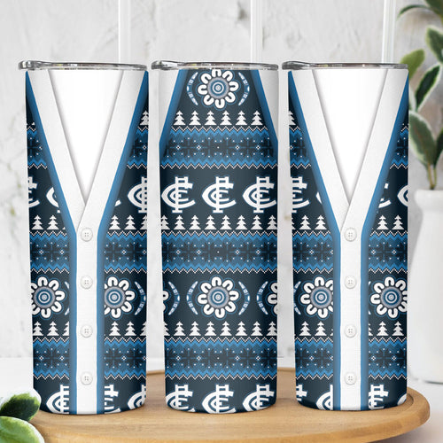 Blues Football Christmas Skinny Tumbler Aboriginal Seamless Cardigan Inspired