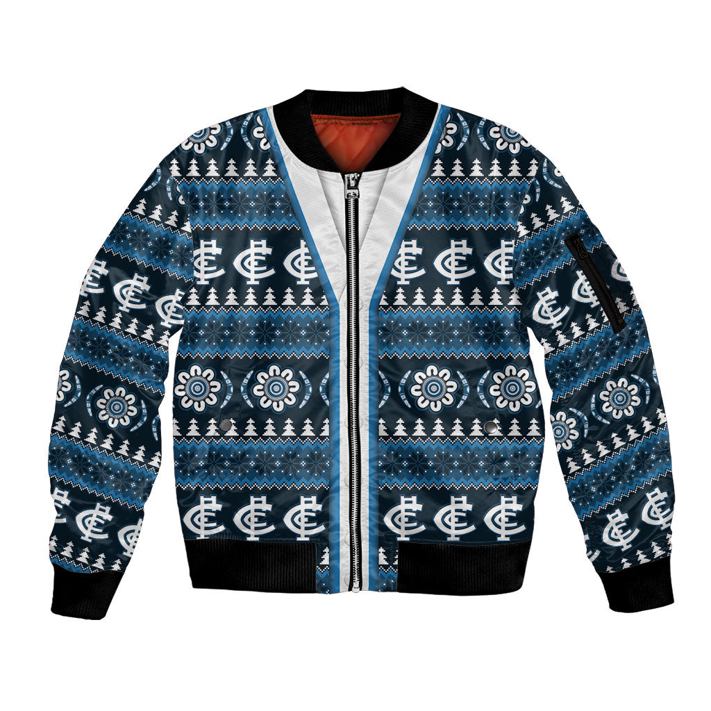 Blues Football Christmas Sleeve Zip Bomber Jacket Aboriginal Seamless Cardigan Inspired