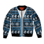 Blues Football Christmas Sleeve Zip Bomber Jacket Aboriginal Seamless Cardigan Inspired