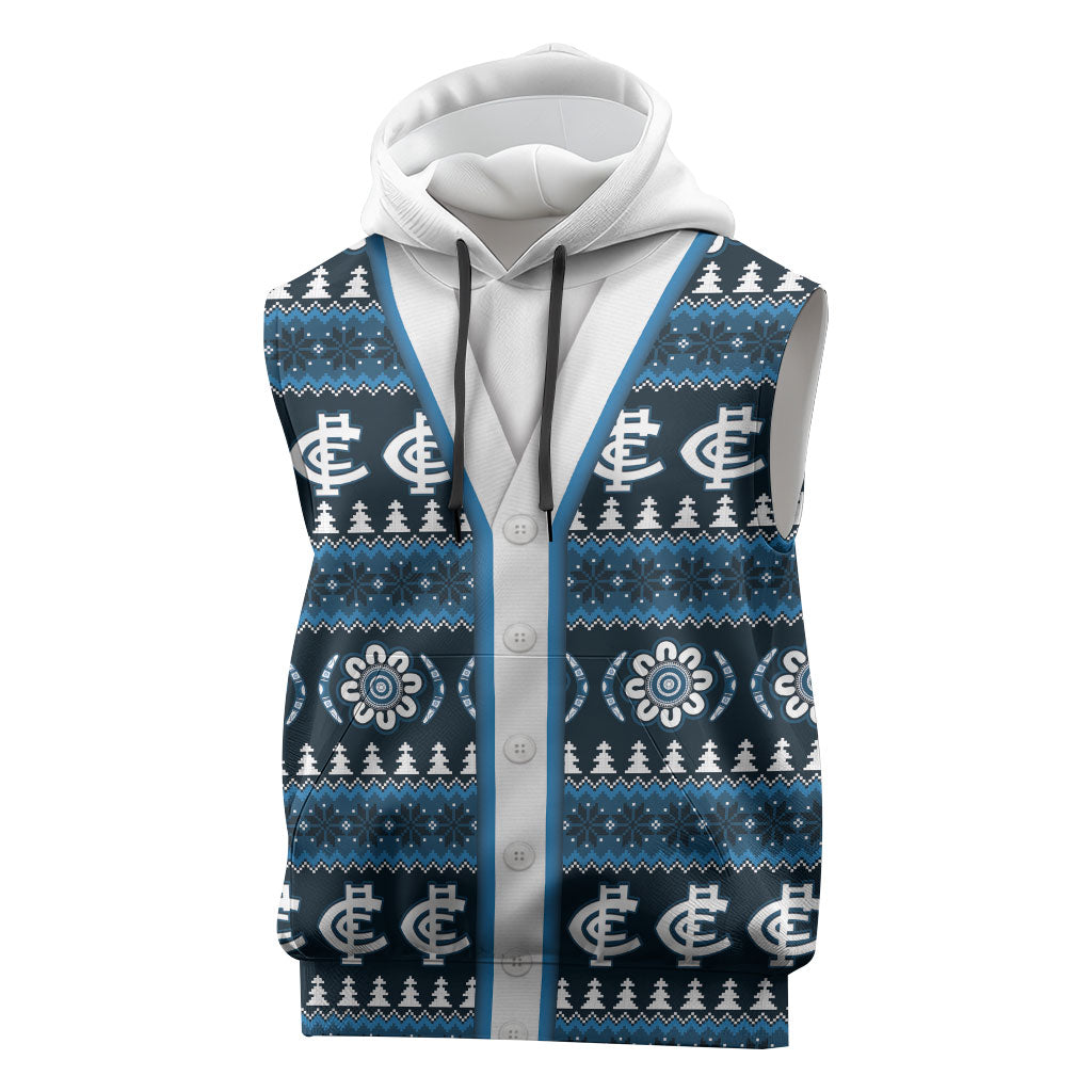 Blues Football Christmas Sleeveless Hoodie Aboriginal Seamless Cardigan Inspired