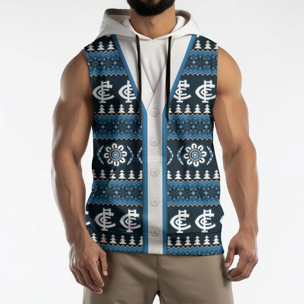 Blues Football Christmas Sleeveless Hoodie Aboriginal Seamless Cardigan Inspired