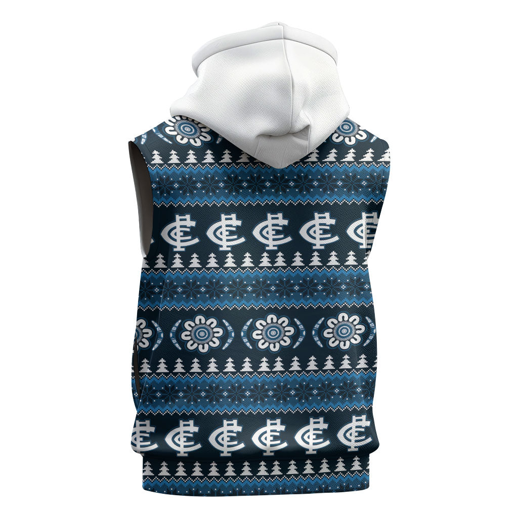 Blues Football Christmas Sleeveless Zip Hoodie Aboriginal Seamless Cardigan Inspired