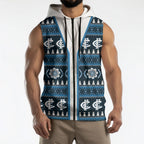 Blues Football Christmas Sleeveless Zip Hoodie Aboriginal Seamless Cardigan Inspired