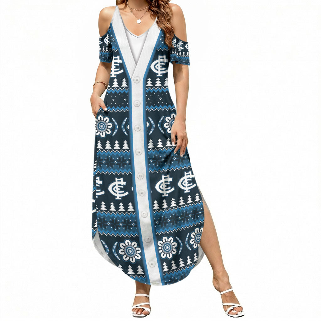 Blues Football Christmas Summer Maxi Dress Aboriginal Seamless Cardigan Inspired
