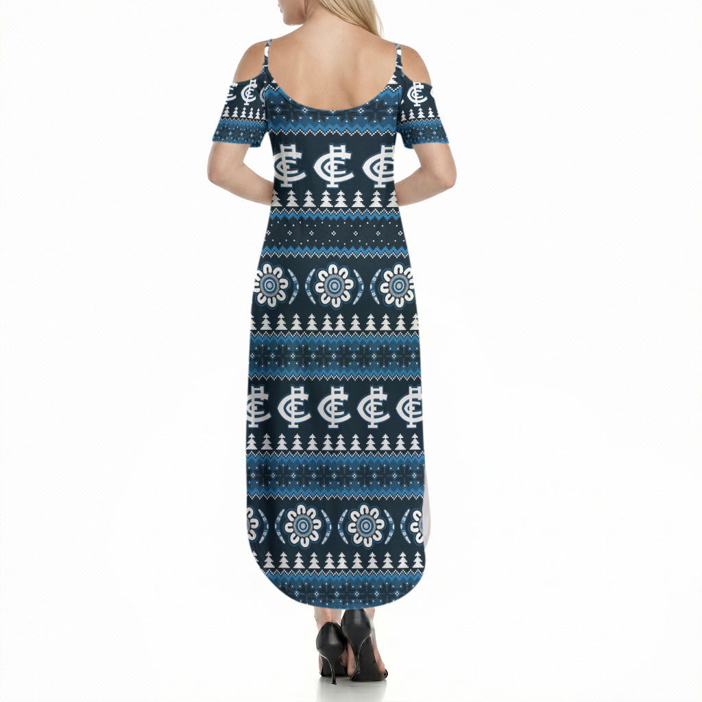 Blues Football Christmas Summer Maxi Dress Aboriginal Seamless Cardigan Inspired