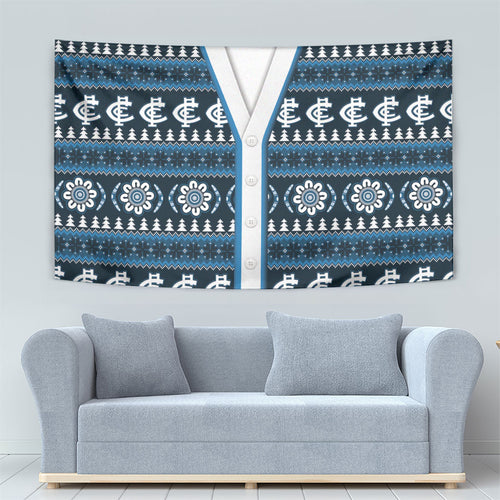 Blues Football Christmas Tapestry Aboriginal Seamless Cardigan Inspired