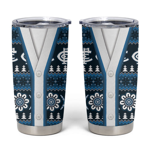 Blues Football Christmas Tumbler Cup Aboriginal Seamless Cardigan Inspired