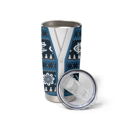 Blues Football Christmas Tumbler Cup Aboriginal Seamless Cardigan Inspired
