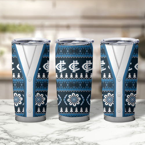 Blues Football Christmas Tumbler Cup Aboriginal Seamless Cardigan Inspired