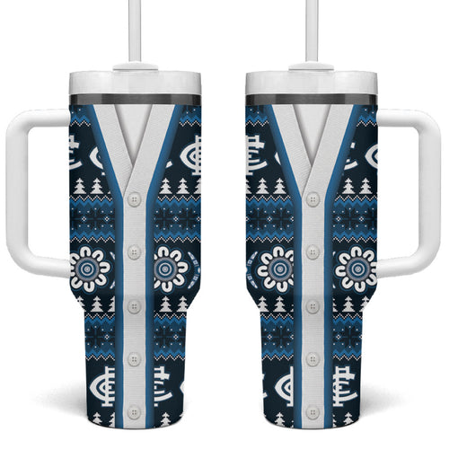 Blues Football Christmas Tumbler With Handle Aboriginal Seamless Cardigan Inspired