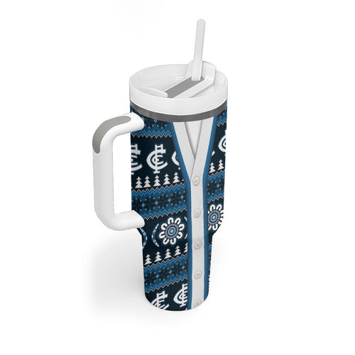 Blues Football Christmas Tumbler With Handle Aboriginal Seamless Cardigan Inspired