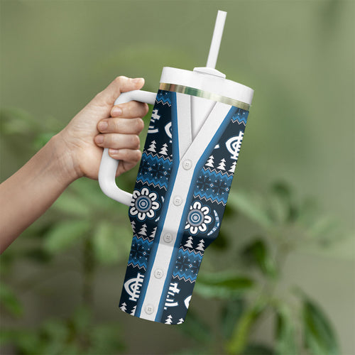 Blues Football Christmas Tumbler With Handle Aboriginal Seamless Cardigan Inspired