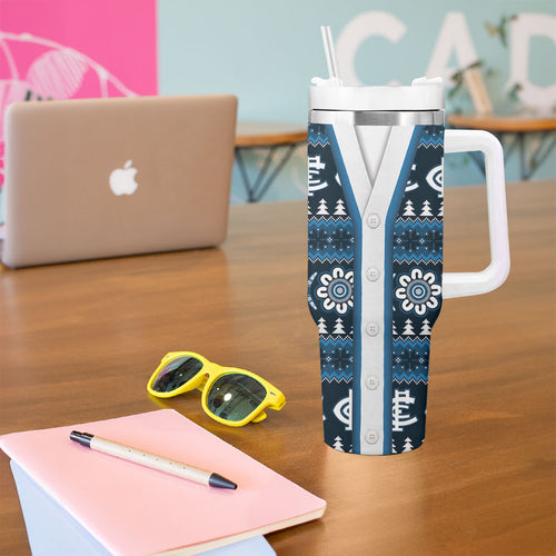 Blues Football Christmas Tumbler With Handle Aboriginal Seamless Cardigan Inspired