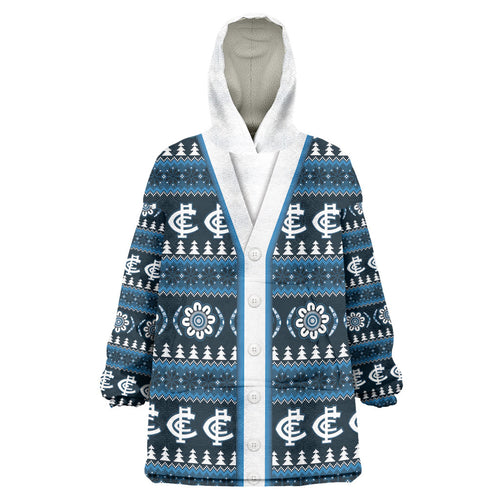 Blues Football Christmas Wearable Blanket Hoodie Aboriginal Seamless Cardigan Inspired