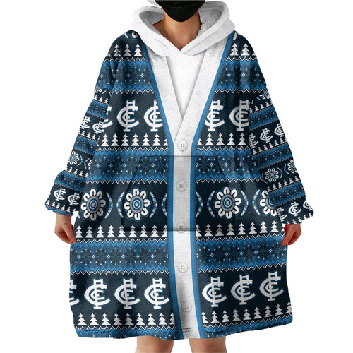 Blues Football Christmas Wearable Blanket Hoodie Aboriginal Seamless Cardigan Inspired