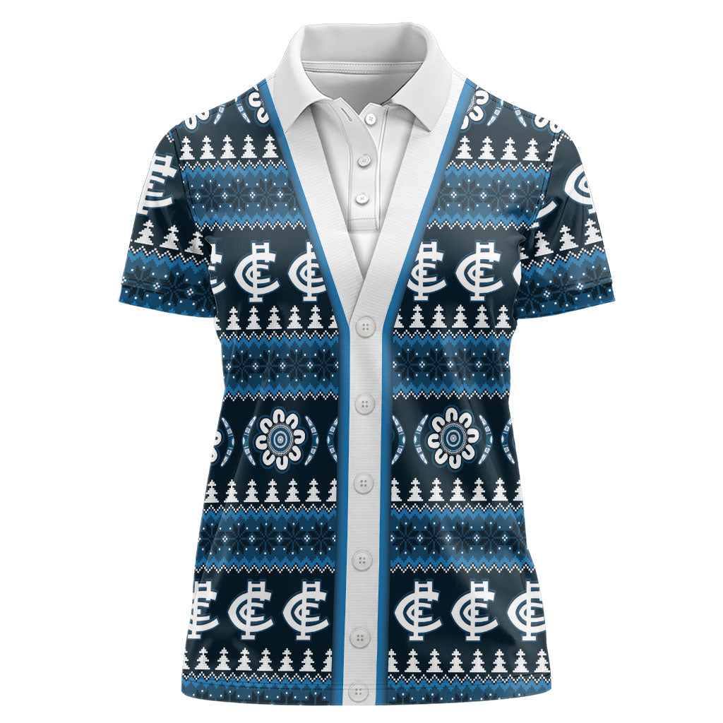 Blues Football Christmas Women Polo Shirt Aboriginal Seamless Cardigan Inspired