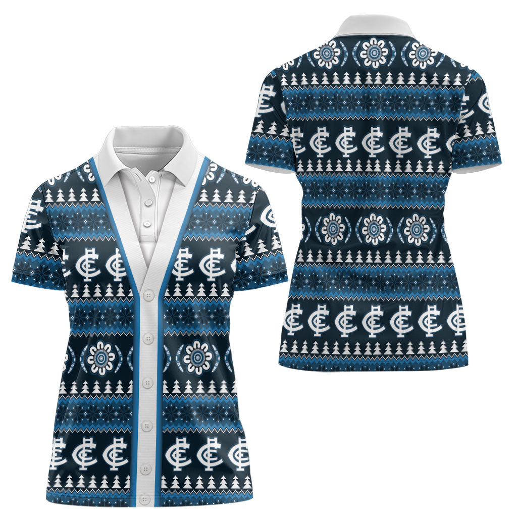 Blues Football Christmas Women Polo Shirt Aboriginal Seamless Cardigan Inspired