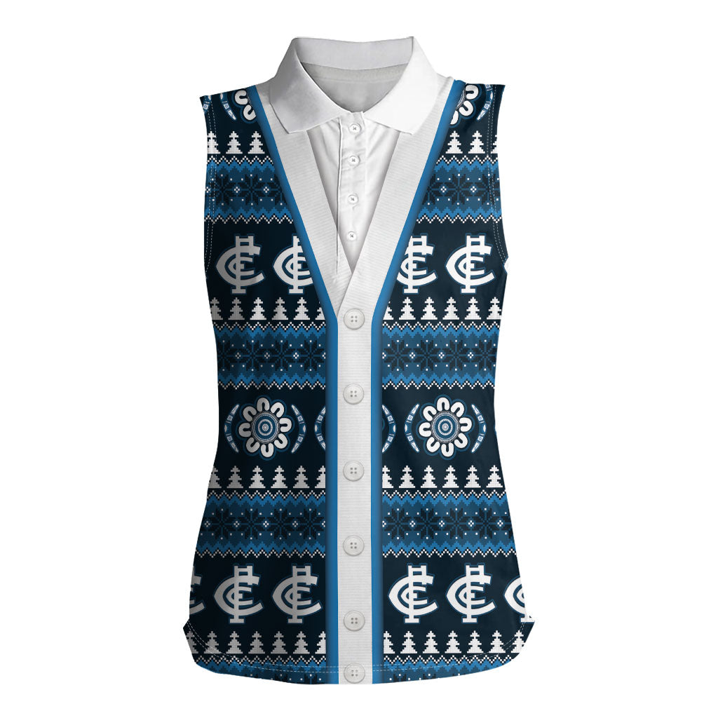 Blues Football Christmas Women Sleeveless Polo Shirt Aboriginal Seamless Cardigan Inspired