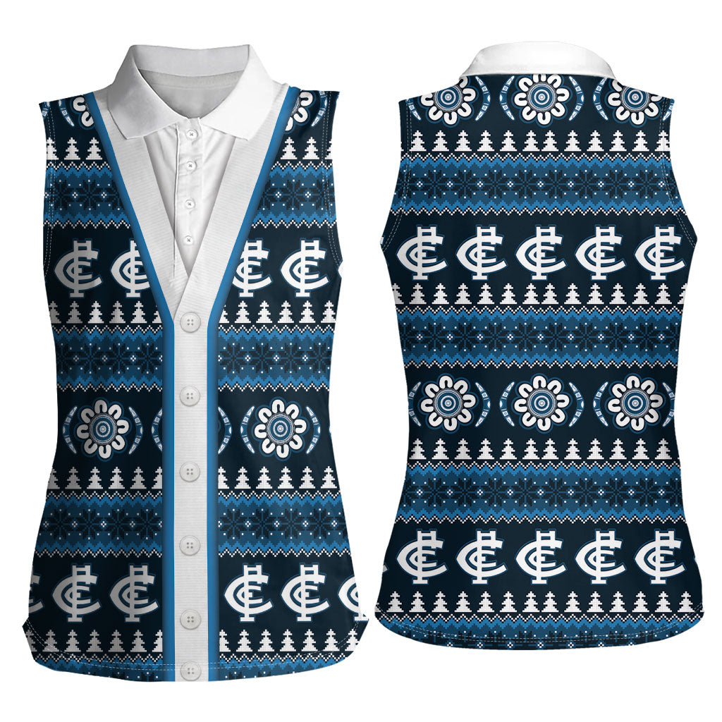 Blues Football Christmas Women Sleeveless Polo Shirt Aboriginal Seamless Cardigan Inspired