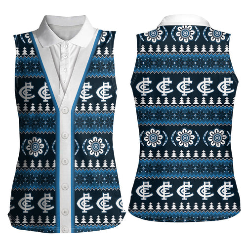 Blues Football Christmas Women Sleeveless Polo Shirt Aboriginal Seamless Cardigan Inspired