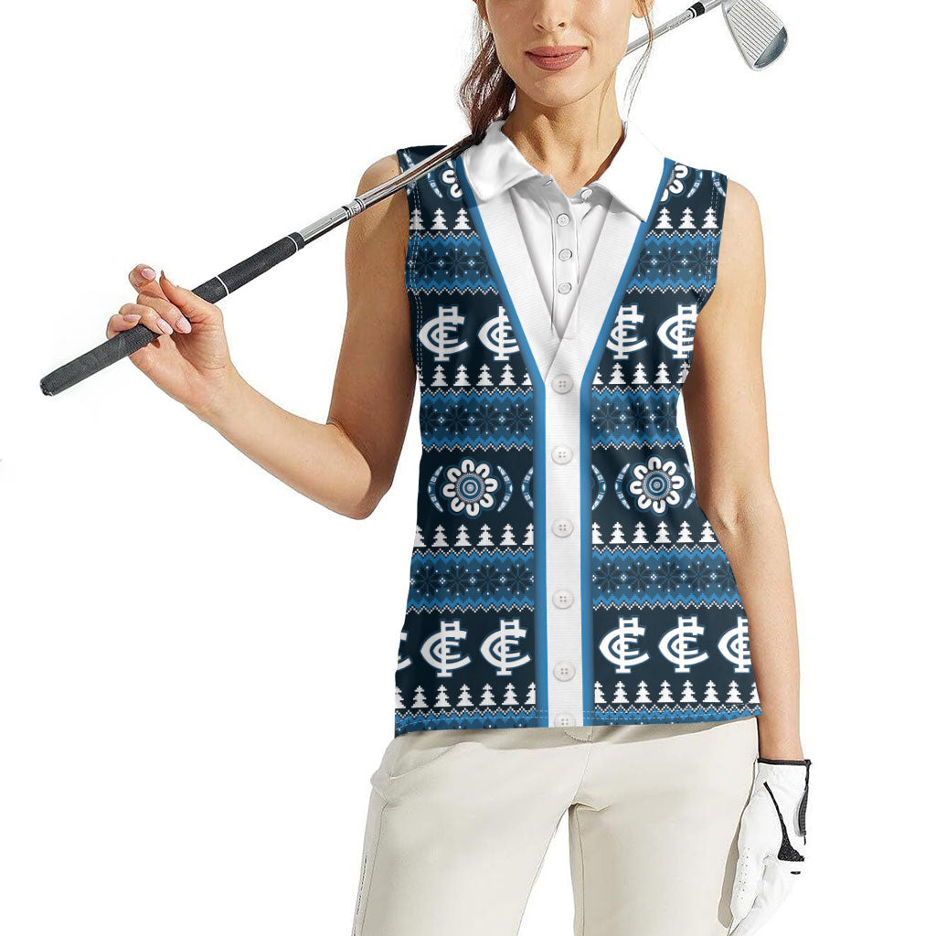 Blues Football Christmas Women Sleeveless Polo Shirt Aboriginal Seamless Cardigan Inspired