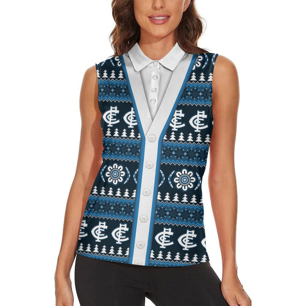Blues Football Christmas Women Sleeveless Polo Shirt Aboriginal Seamless Cardigan Inspired