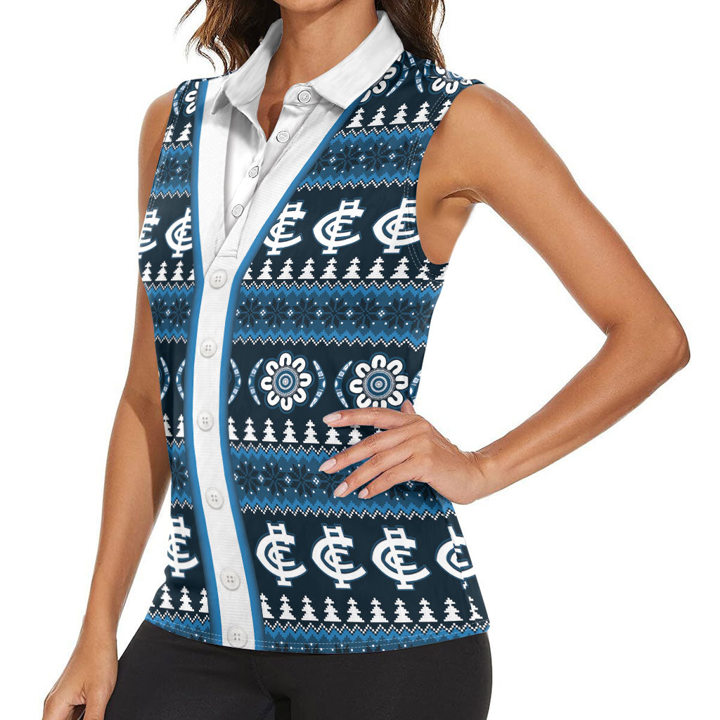 Blues Football Christmas Women Sleeveless Polo Shirt Aboriginal Seamless Cardigan Inspired