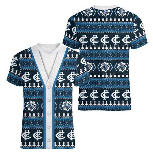 Blues Football Christmas Women V-Neck T-Shirt Aboriginal Seamless Cardigan Inspired