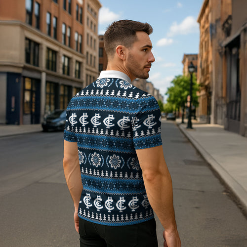 Blues Football Christmas Zipper Polo Shirt Aboriginal Seamless Cardigan Inspired