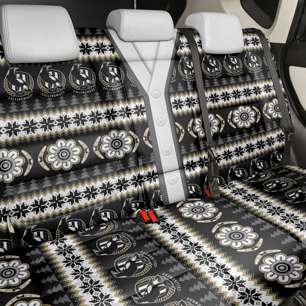 Collingwood Football Christmas Back Car Seat Cover Aboriginal Seamless Cardigan Inspired