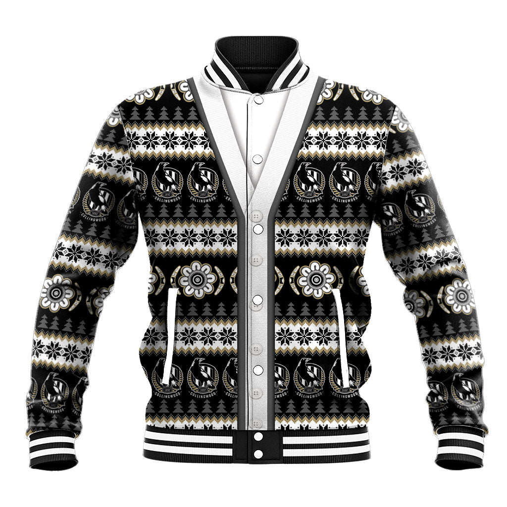Collingwood Football Christmas Baseball Jacket Aboriginal Seamless Cardigan Inspired