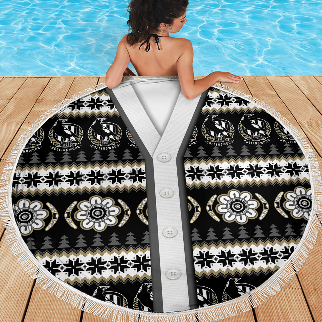 Collingwood Football Christmas Beach Blanket Aboriginal Seamless Cardigan Inspired