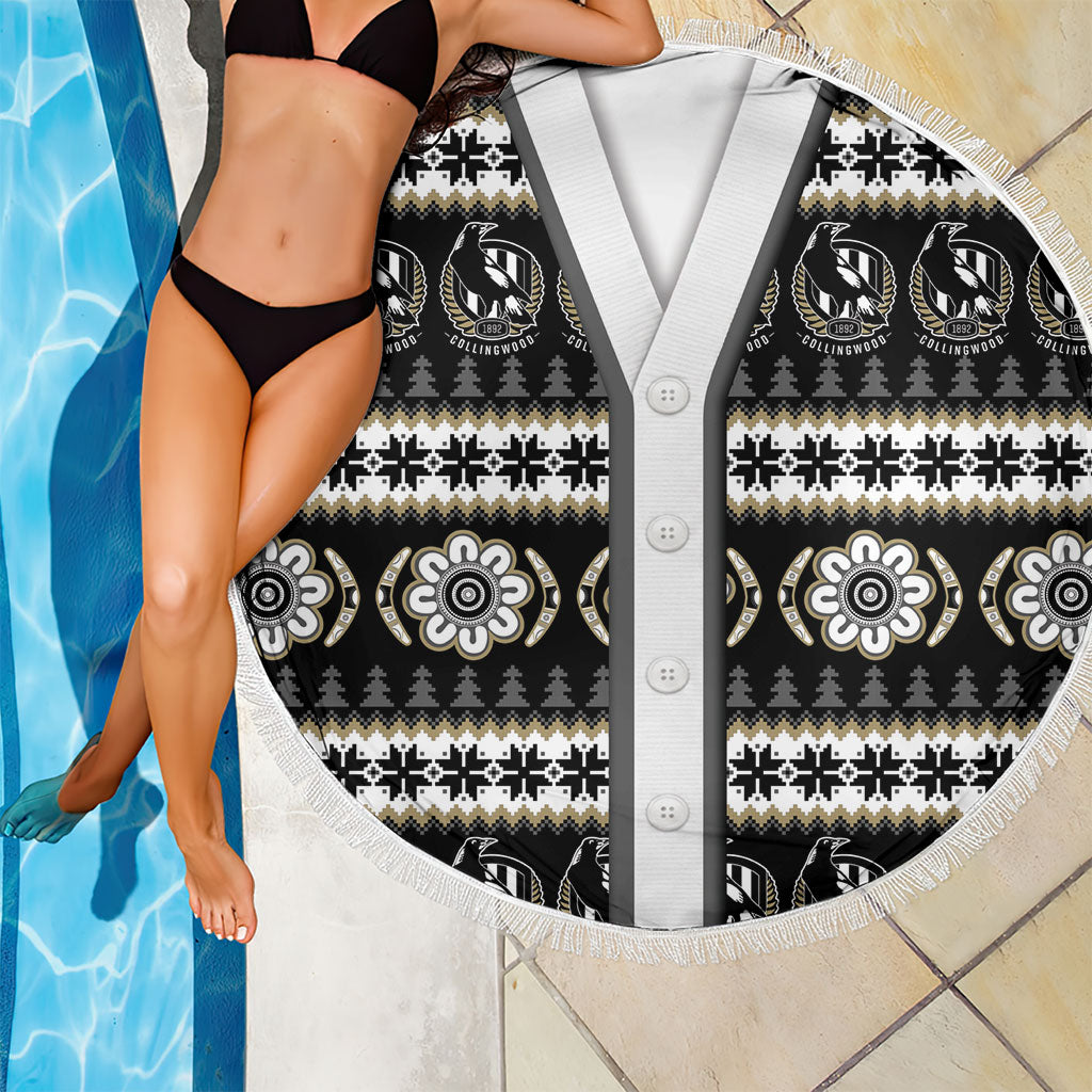Collingwood Football Christmas Beach Blanket Aboriginal Seamless Cardigan Inspired