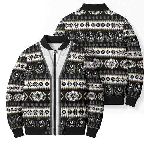 Collingwood Football Christmas Bomber Puffer Jacket Aboriginal Seamless Cardigan Inspired