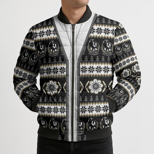 Collingwood Football Christmas Bomber Puffer Jacket Aboriginal Seamless Cardigan Inspired