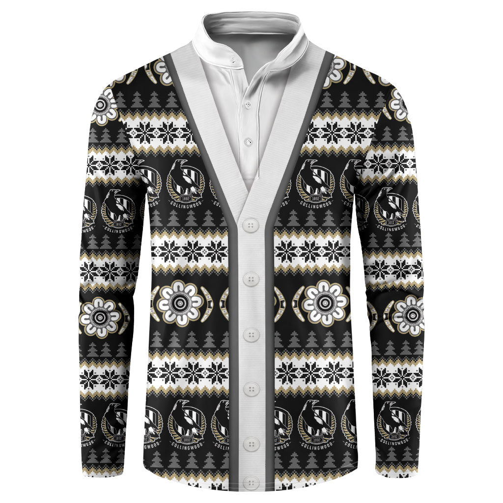 Collingwood Football Christmas Button Sweatshirt Aboriginal Seamless Cardigan Inspired