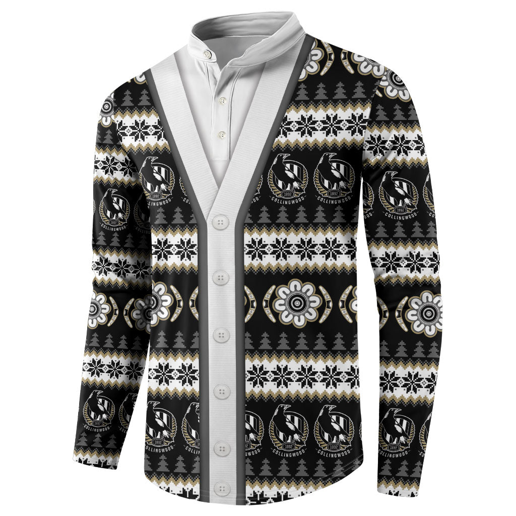 Collingwood Football Christmas Button Sweatshirt Aboriginal Seamless Cardigan Inspired