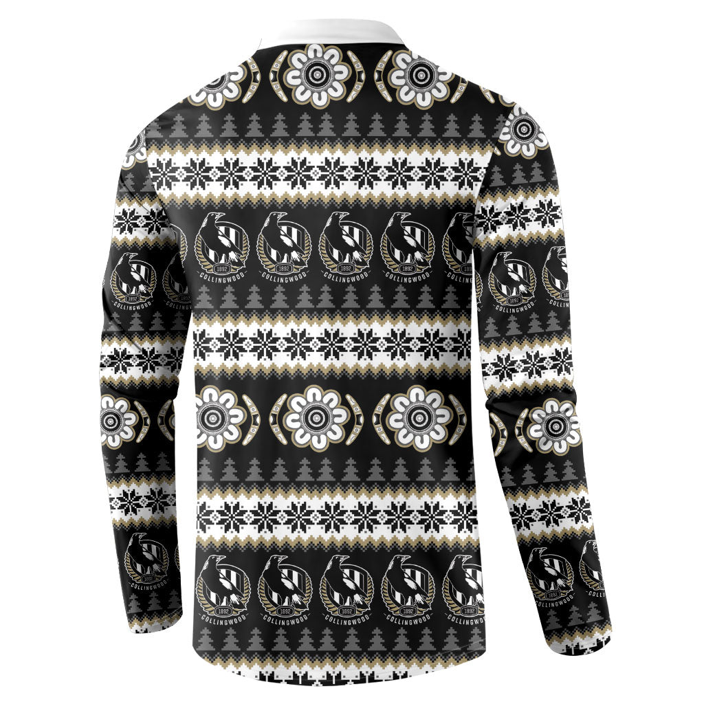 Collingwood Football Christmas Button Sweatshirt Aboriginal Seamless Cardigan Inspired