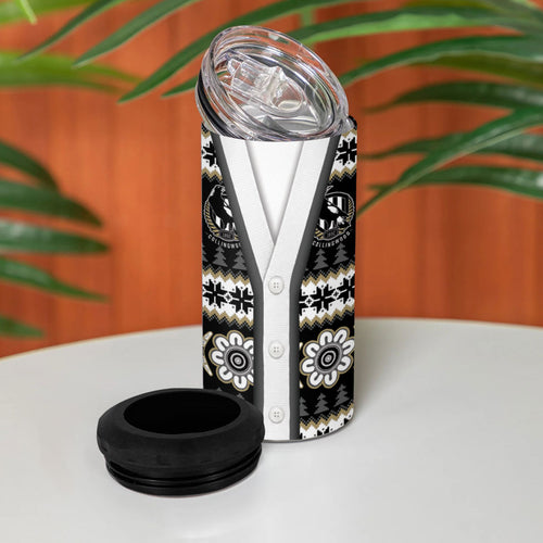 Collingwood Football Christmas 4 in 1 Can Cooler Tumbler Aboriginal Seamless Cardigan Inspired