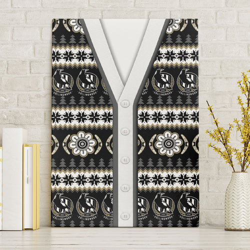 Collingwood Football Christmas Canvas Wall Art Aboriginal Seamless Cardigan Inspired