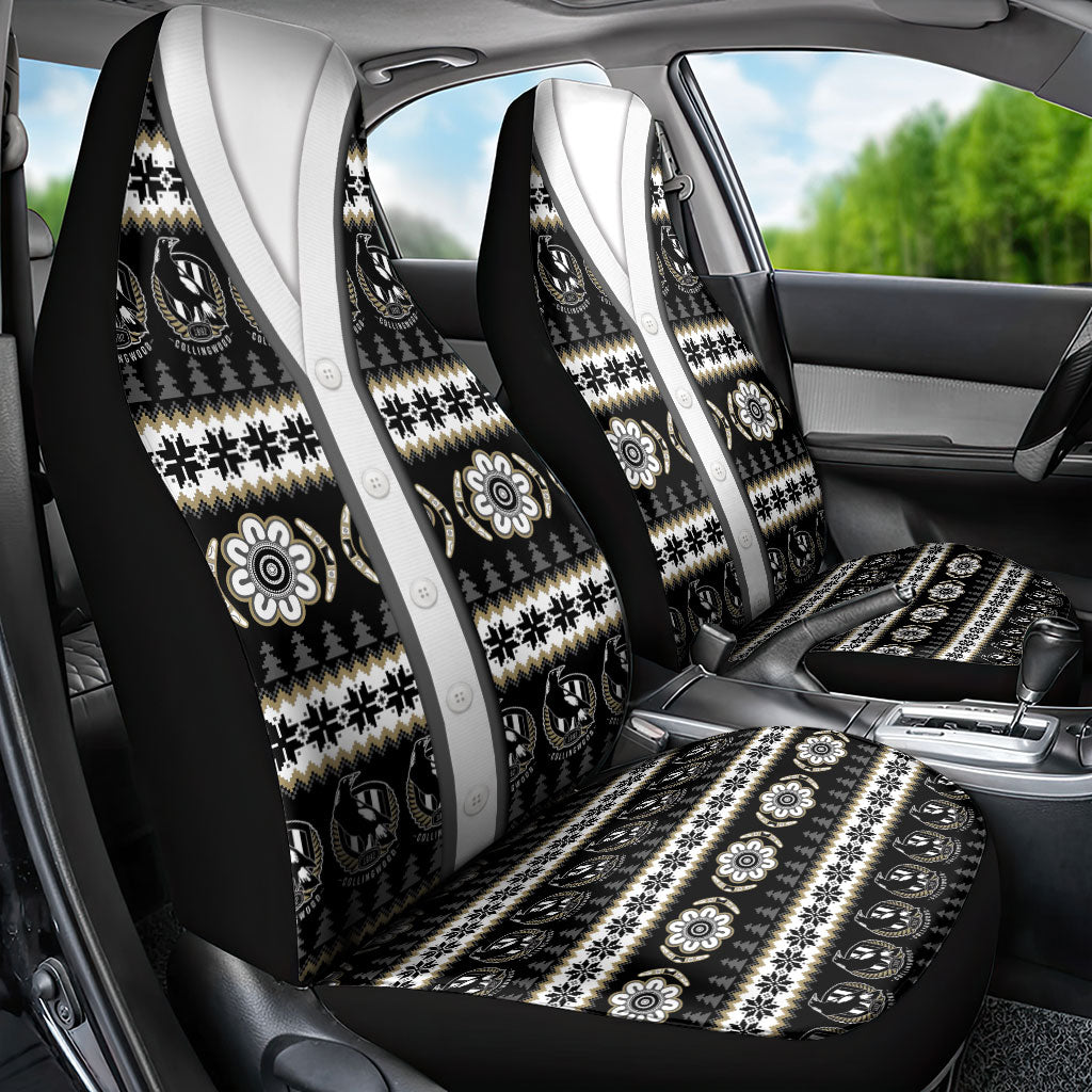 Collingwood Football Christmas Car Seat Cover Aboriginal Seamless Cardigan Inspired