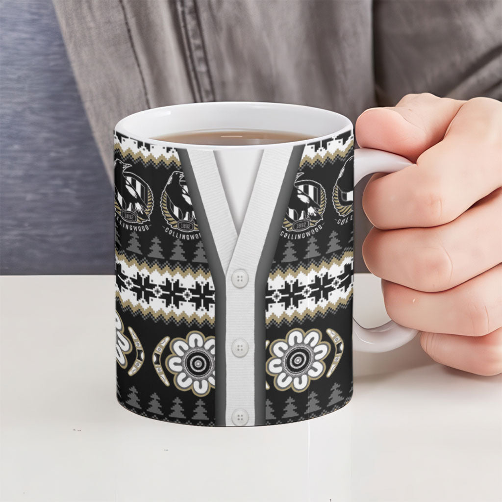 Collingwood Football Christmas Ceramic Mug Aboriginal Seamless Cardigan Inspired