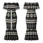 Collingwood Football Christmas Couples Matching Mermaid Dress and Long Sleeve Button Shirt Aboriginal Seamless Cardigan Inspired