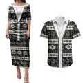 Collingwood Football Christmas Couples Matching Puletasi and Hawaiian Shirt Aboriginal Seamless Cardigan Inspired