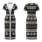 Collingwood Football Christmas Couples Matching Short Sleeve Bodycon Dress and Long Sleeve Button Shirt Aboriginal Seamless Cardigan Inspired