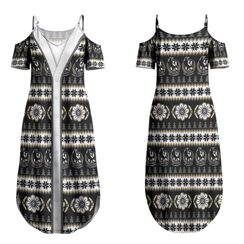 Collingwood Football Christmas Couples Matching Summer Maxi Dress and Hawaiian Shirt Aboriginal Seamless Cardigan Inspired