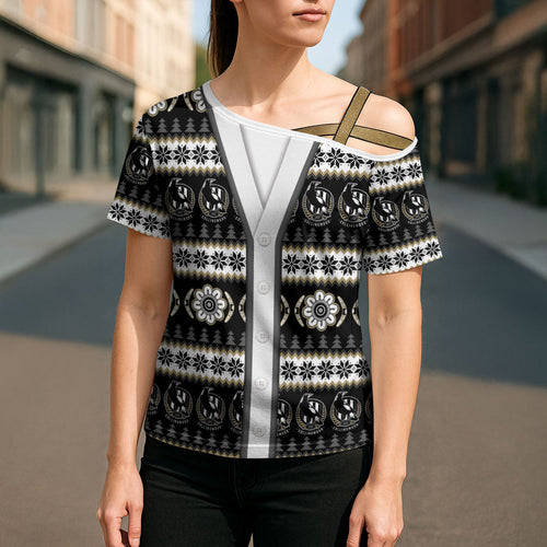 Collingwood Football Christmas Cross Shoulder Shirt Aboriginal Seamless Cardigan Inspired