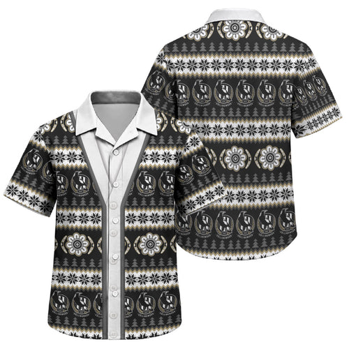 Collingwood Football Christmas Family Matching Off The Shoulder Long Sleeve Dress and Hawaiian Shirt Aboriginal Seamless Cardigan Inspired